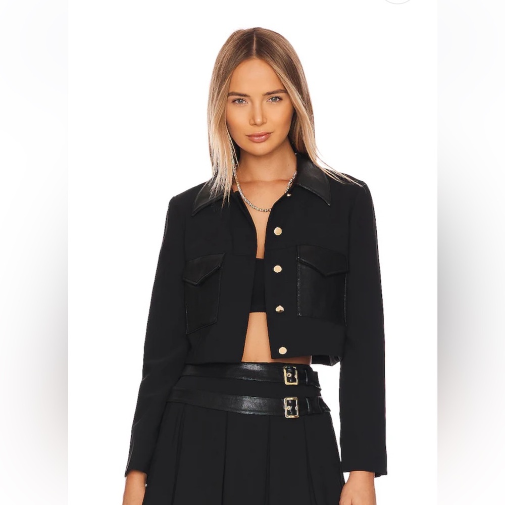 Amanda Uprichard Black Cropped Blazer Jacket